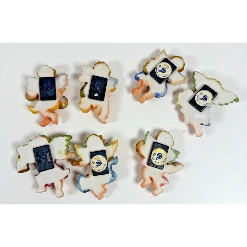 Vintage Baby Angel Cherub Fridge Magnets Lot of 7 READ